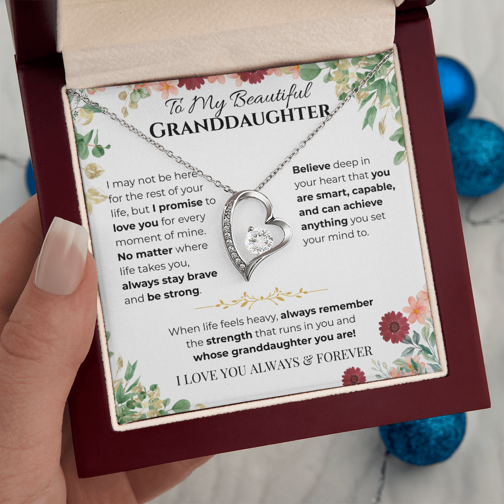 To My Granddaughter Heart Necklace - Vines & Daises