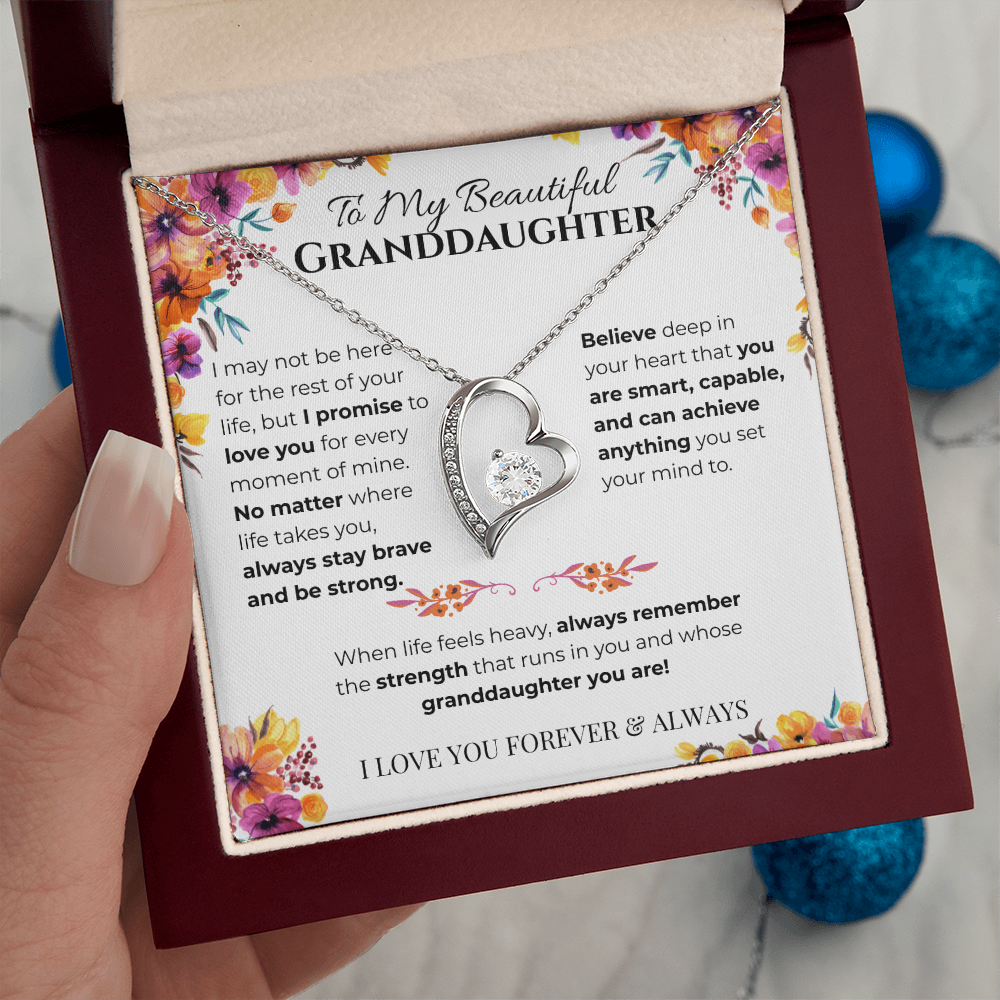 To My Granddaughter Heart Necklace- Bouquet
