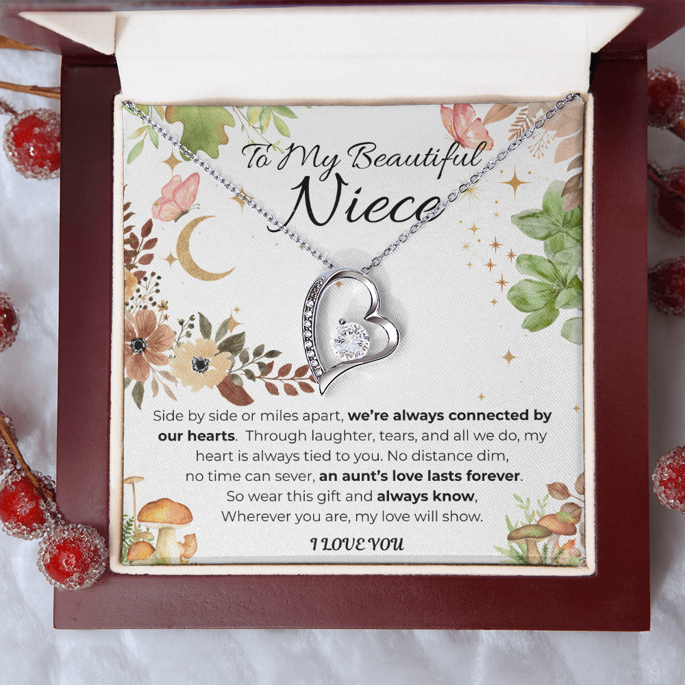 To My Niece Heart Necklace- Floral