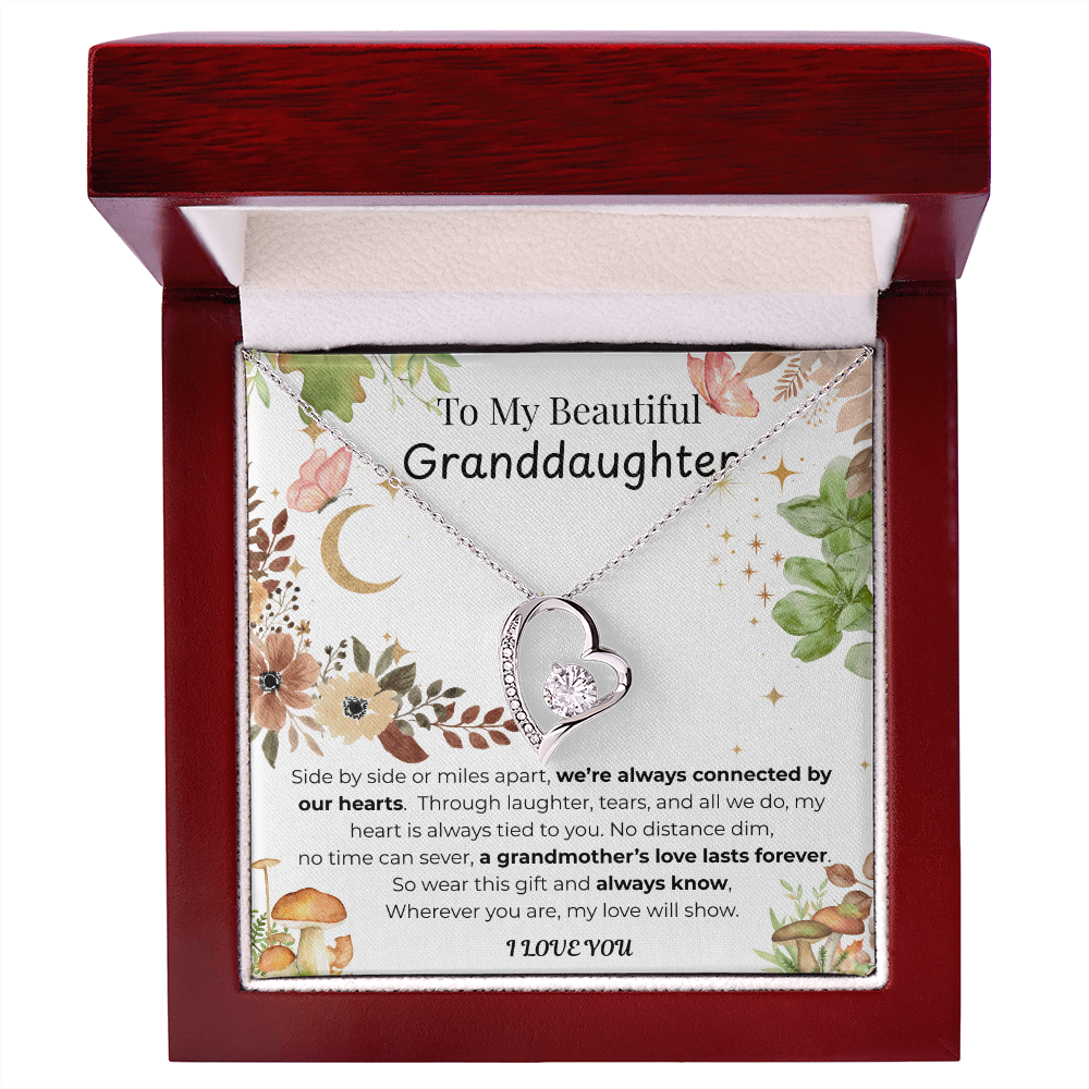 To My Granddaughter Heart Necklace Floral