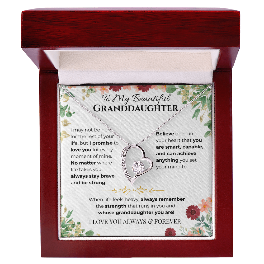To My Granddaughter Heart Necklace - Vines & Daises