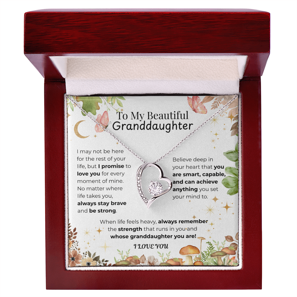 To My Granddaughter Heart Necklace -Floral 2