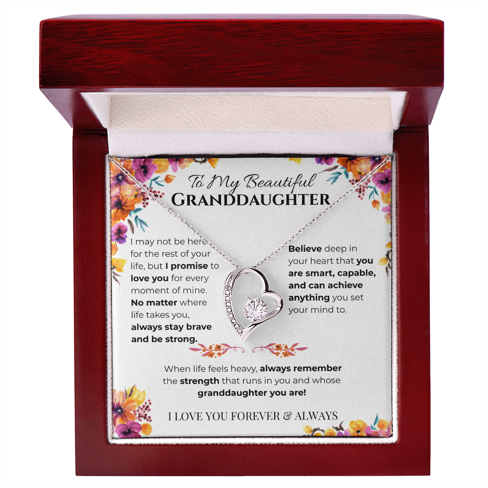 To My Granddaughter Heart Necklace- Bouquet