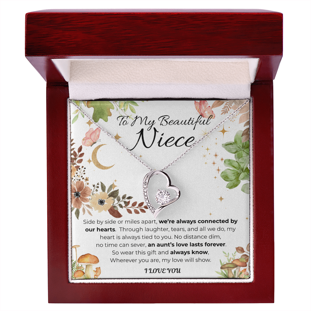To My Niece Heart Necklace- Floral