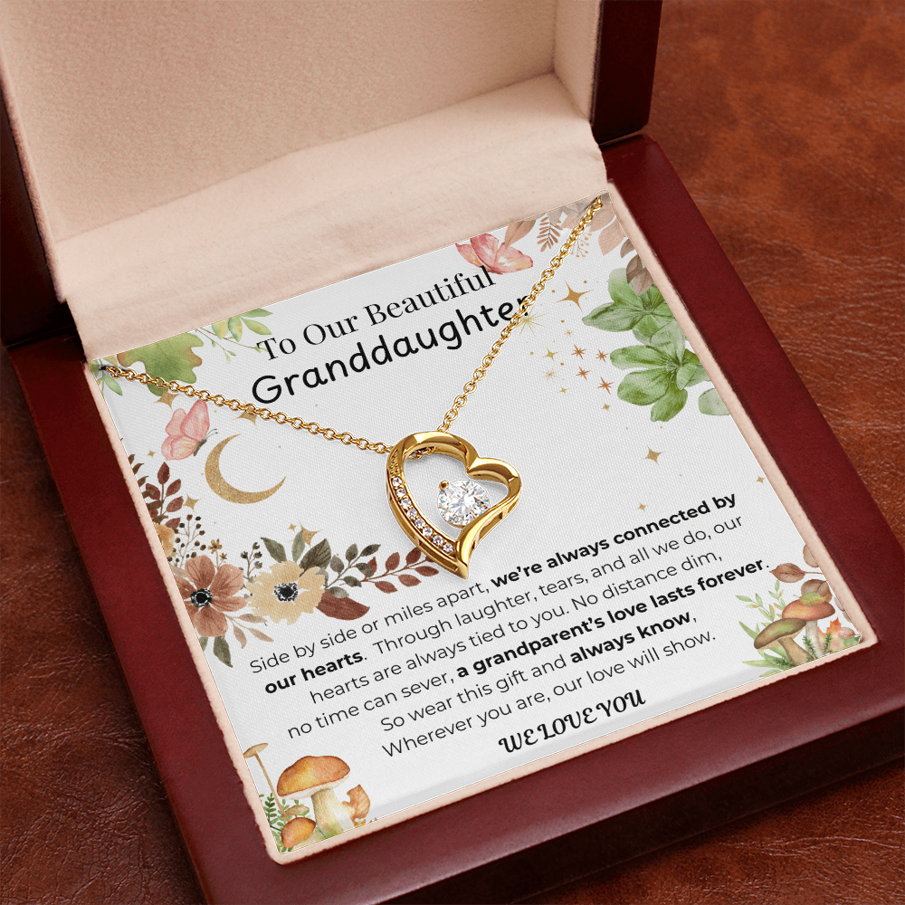 To Our Granddaughter Heart Necklace- Floral