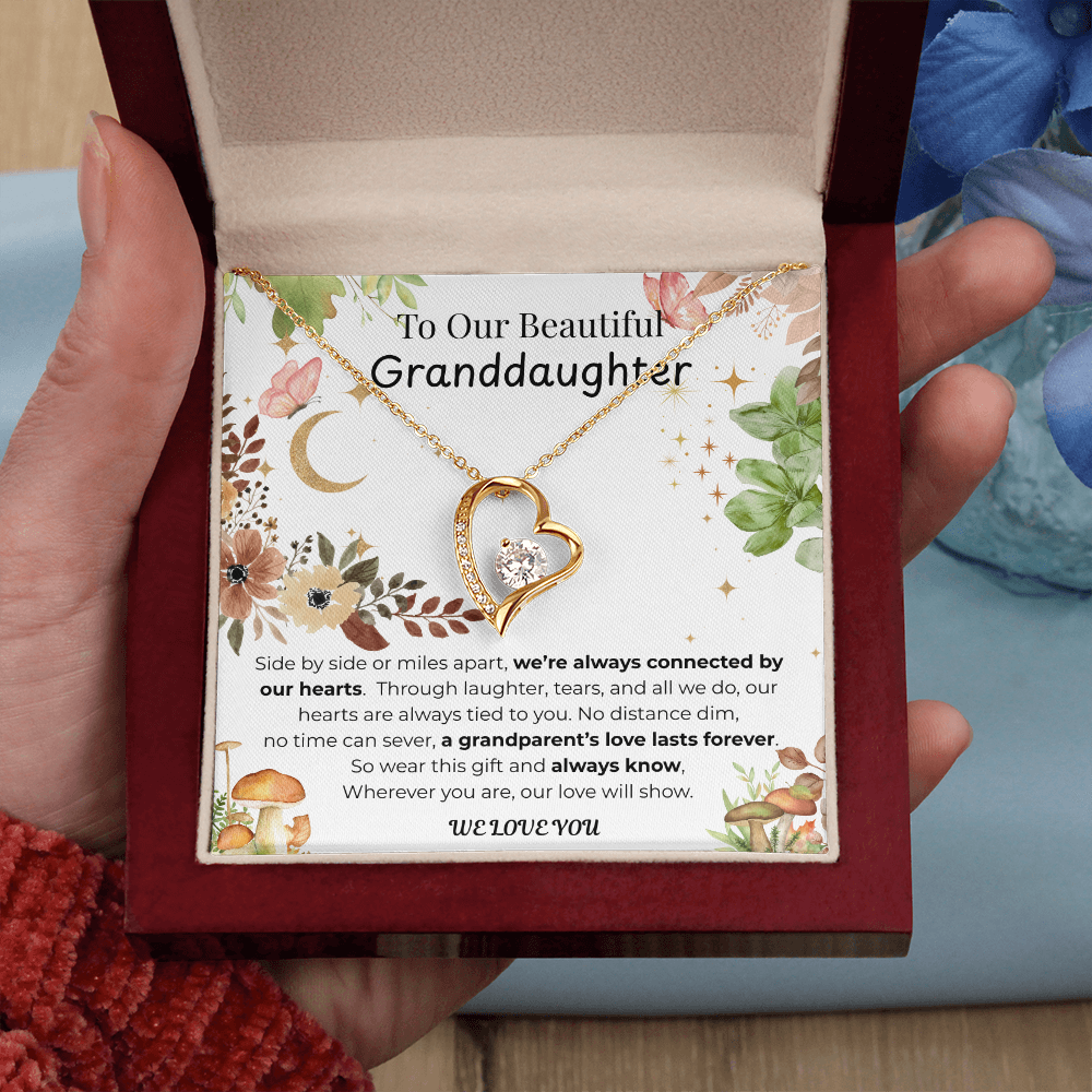 To Our Granddaughter Heart Necklace- Floral