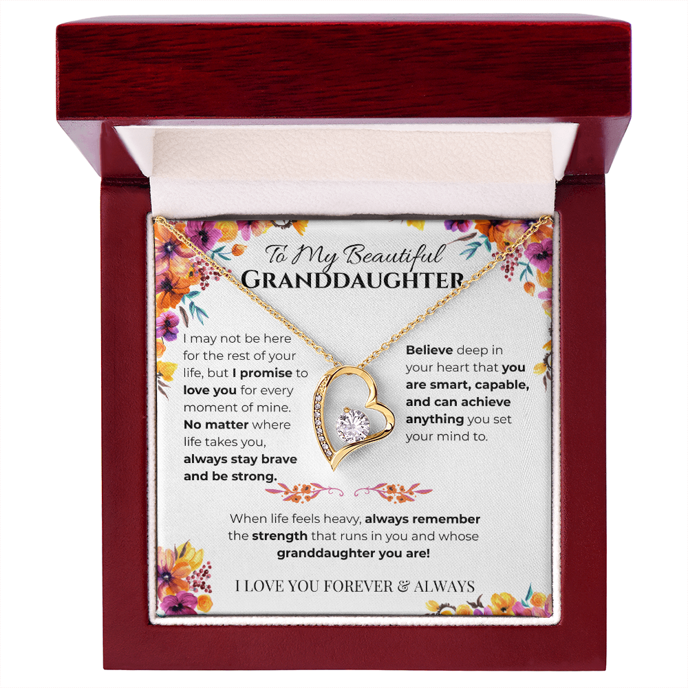 To My Granddaughter Heart Necklace- Bouquet