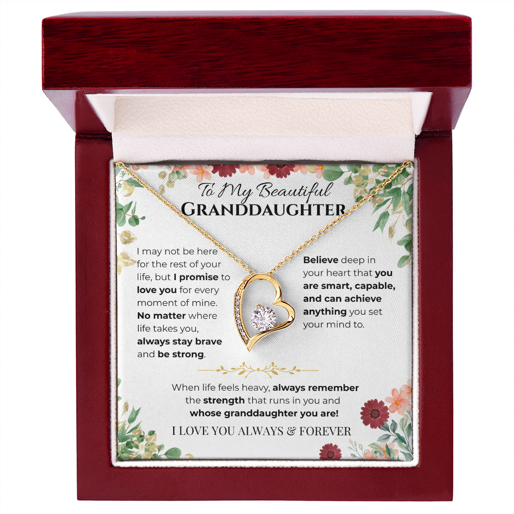 To My Granddaughter Heart Necklace - Vines & Daises