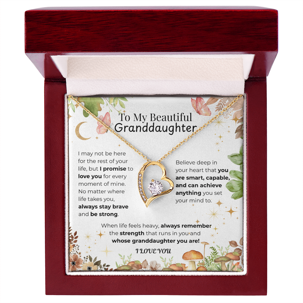 To My Granddaughter Heart Necklace -Floral 2