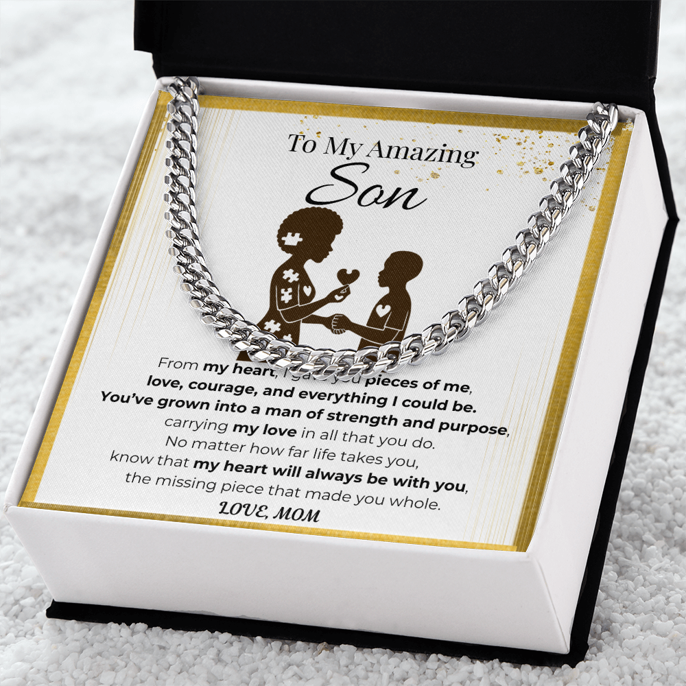 To My Son Cuban Link Chain - Pieces of Me B