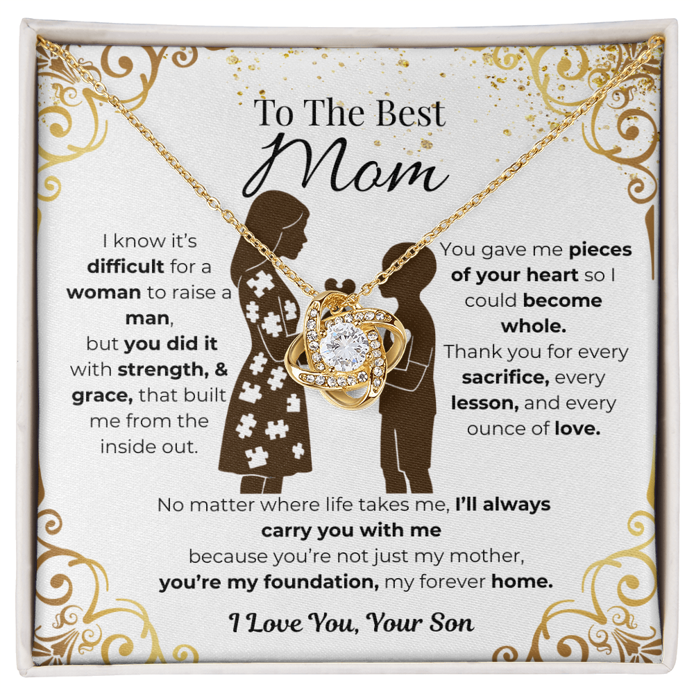 To My Mom, From Son, Love Knot Necklace- Pieces of Me