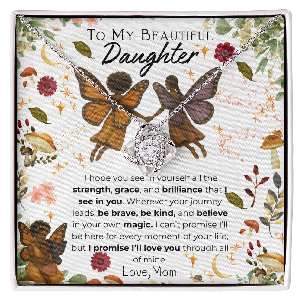 To My Daughter Love Knot Necklace- Fairy Girls