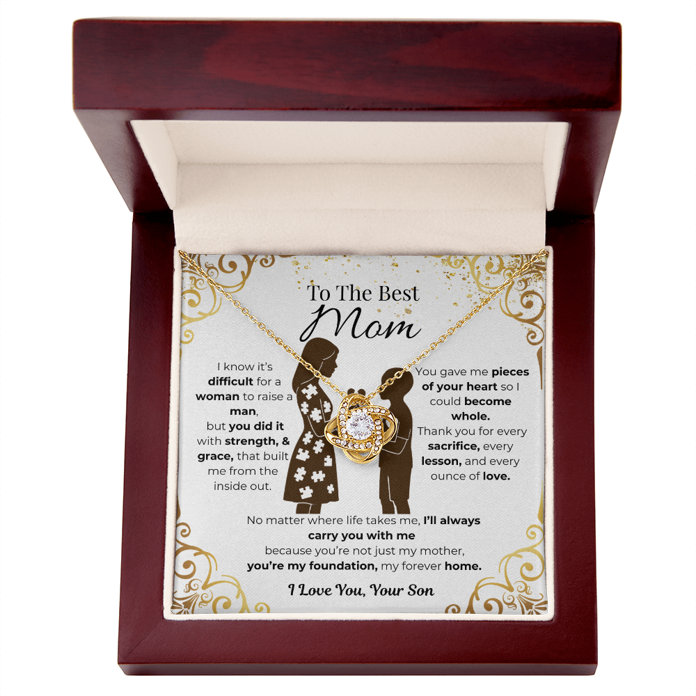To My Mom, From Son, Love Knot Necklace- Pieces of Me