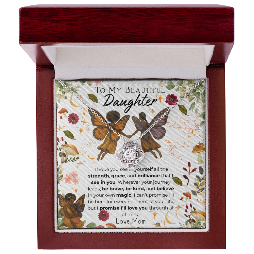 To My Daughter Love Knot Necklace- Fairy Girls