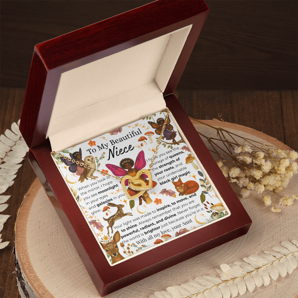 To My Niece Interlocking Heart Necklace- Fairy Forest