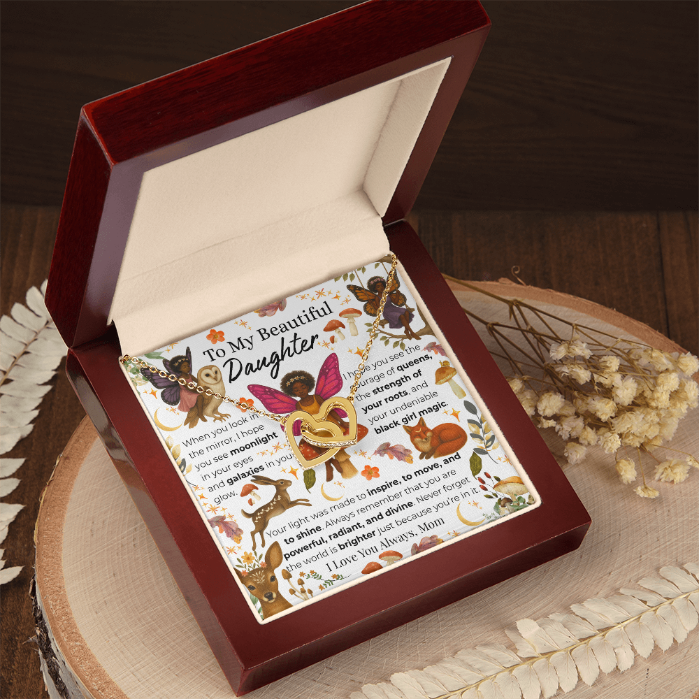 To My Daughter Interlocking Heart Necklace- Fairy Forest