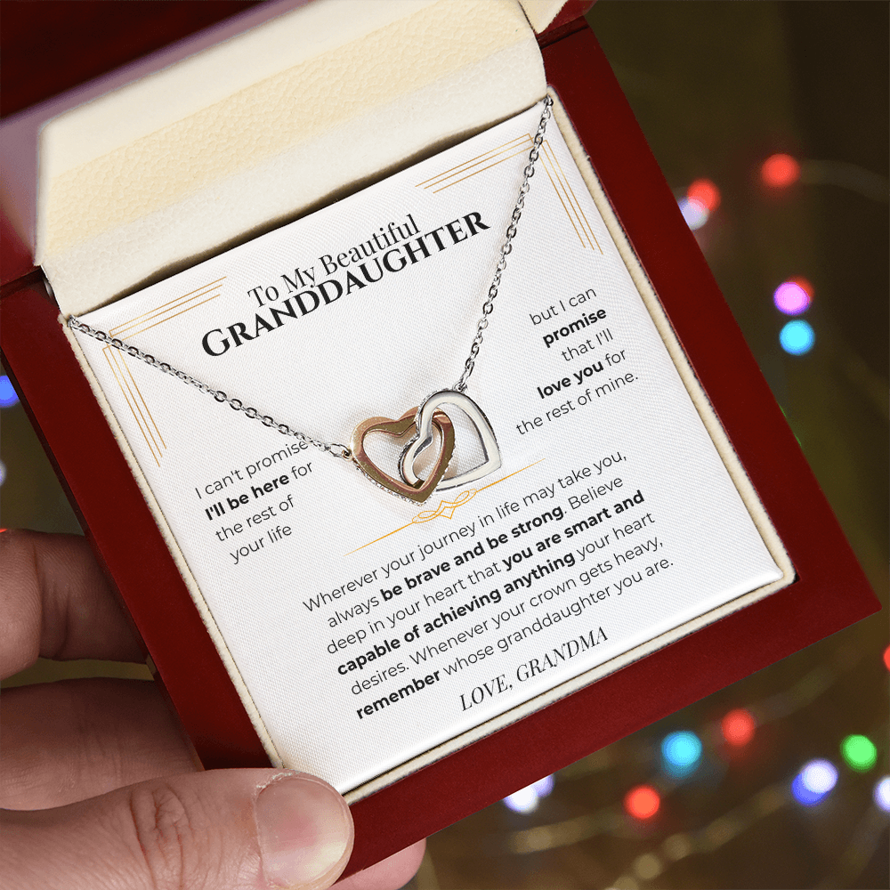 To My Granddaughter Interlocking Heart Necklace