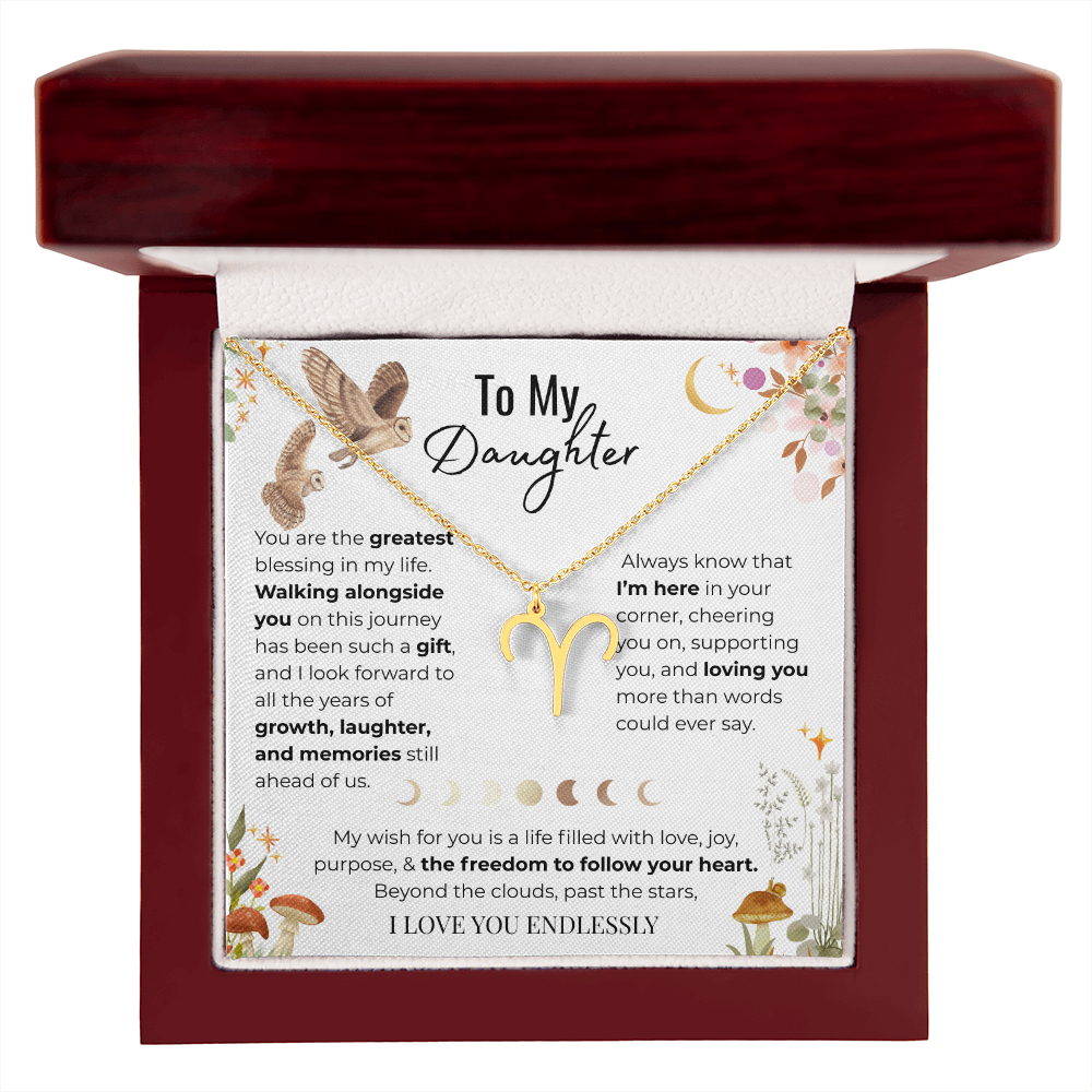 To My Daughter Zodiac Necklace - Owl Magic