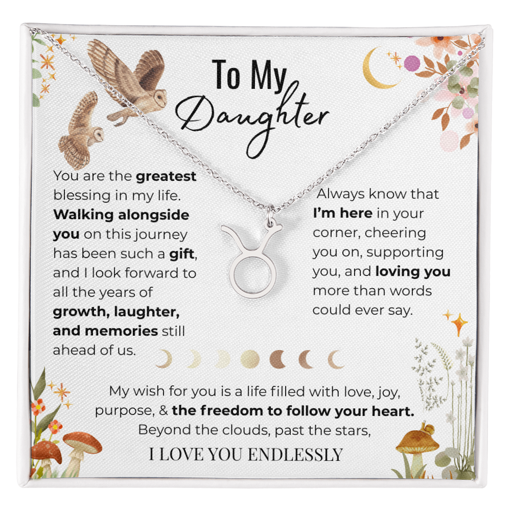 To My Daughter Zodiac Necklace - Owl Magic