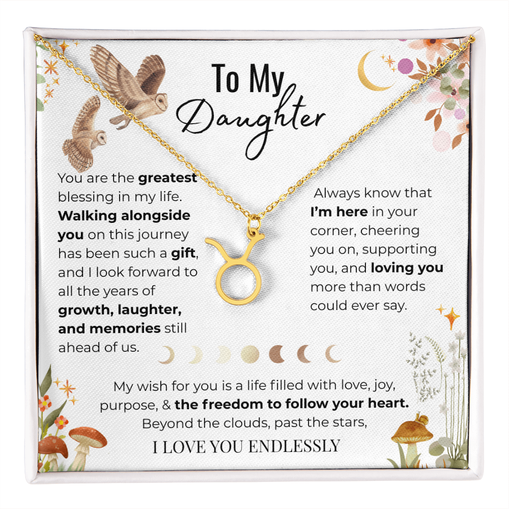 To My Daughter Zodiac Necklace - Owl Magic