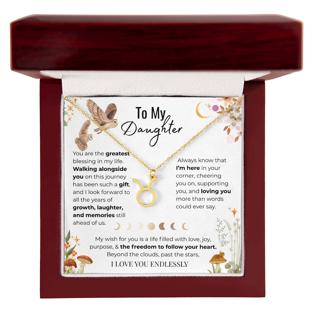 To My Daughter Zodiac Necklace - Owl Magic