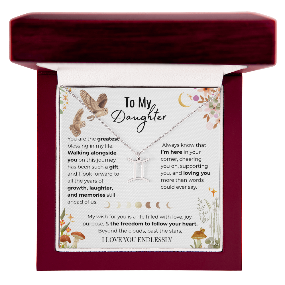 To My Daughter Zodiac Necklace - Owl Magic