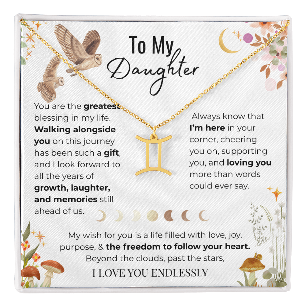 To My Daughter Zodiac Necklace - Owl Magic