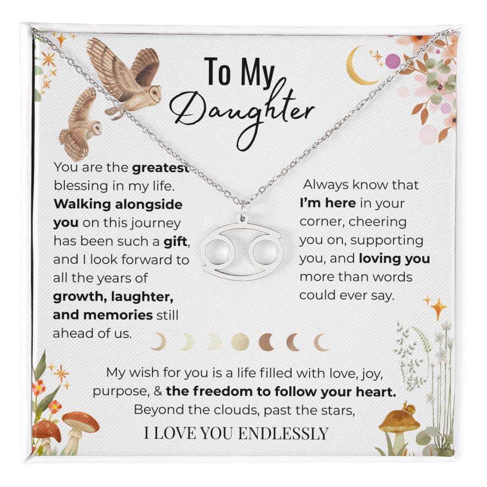 To My Daughter Zodiac Necklace - Owl Magic
