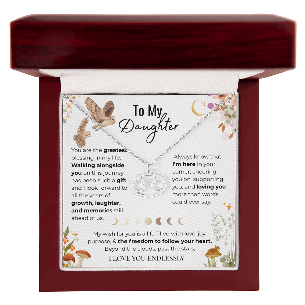 To My Daughter Zodiac Necklace - Owl Magic
