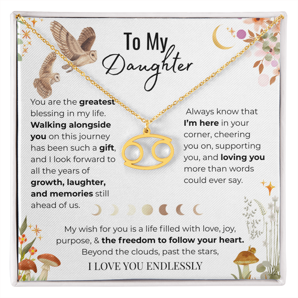 To My Daughter Zodiac Necklace - Owl Magic