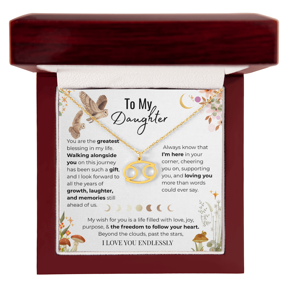 To My Daughter Zodiac Necklace - Owl Magic