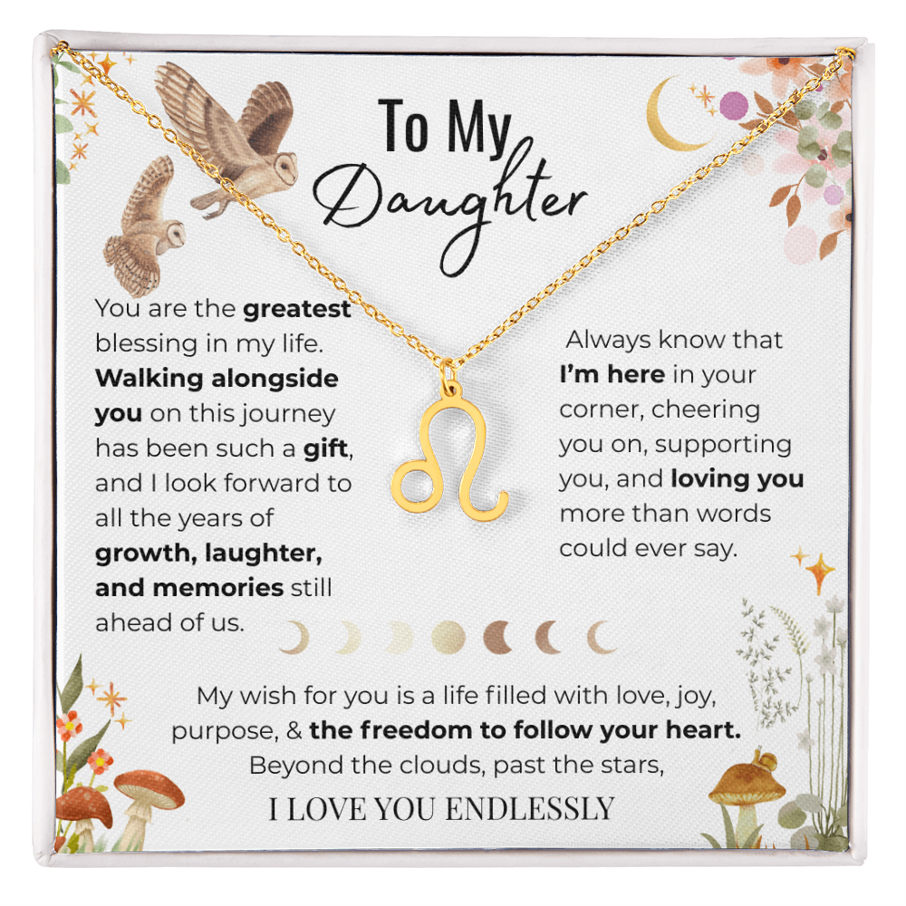 To My Daughter Zodiac Necklace - Owl Magic