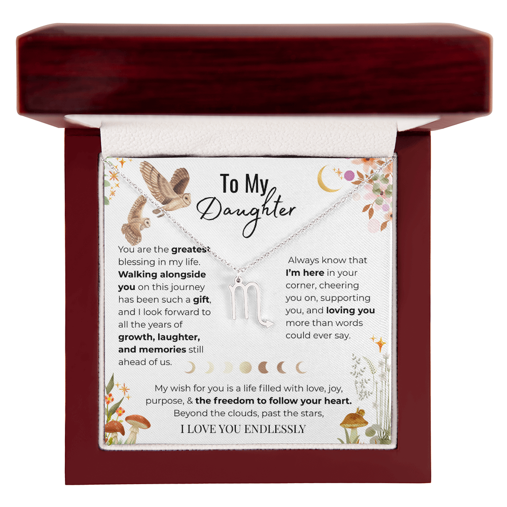 To My Daughter Zodiac Necklace - Owl Magic