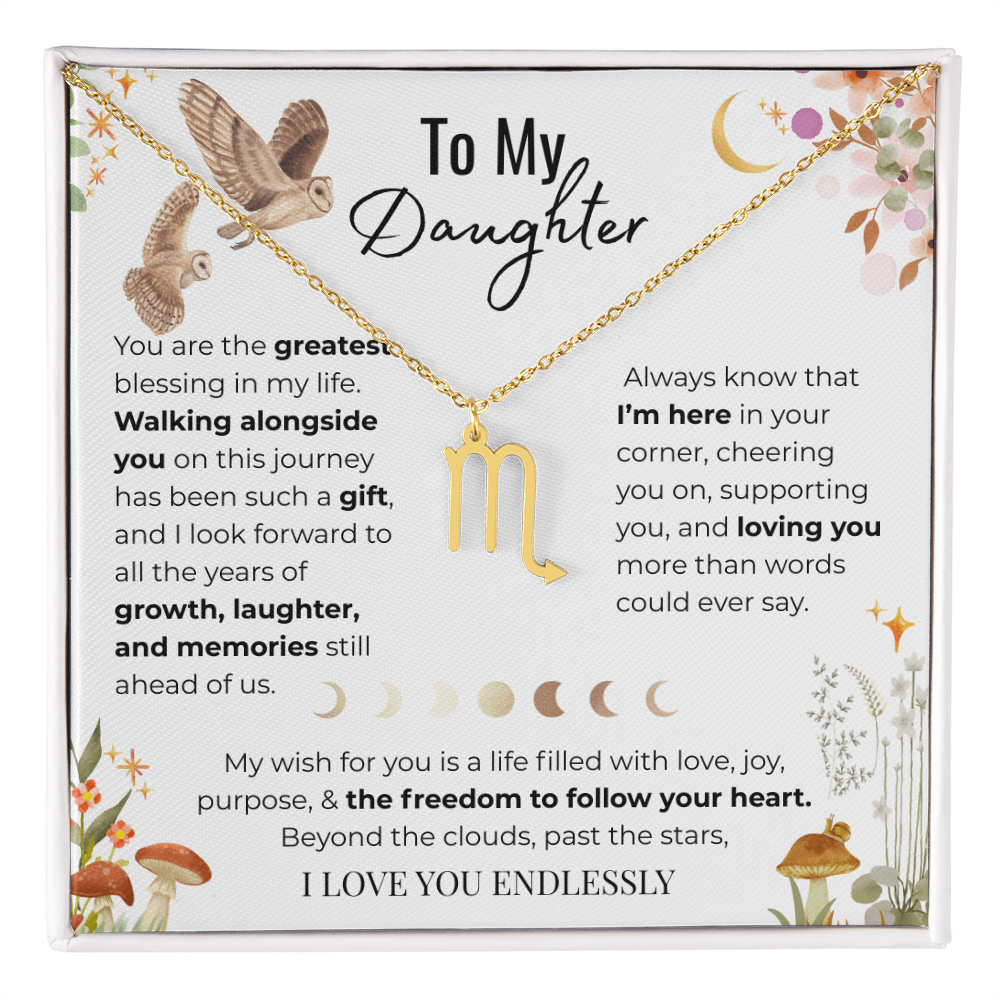 To My Daughter Zodiac Necklace - Owl Magic