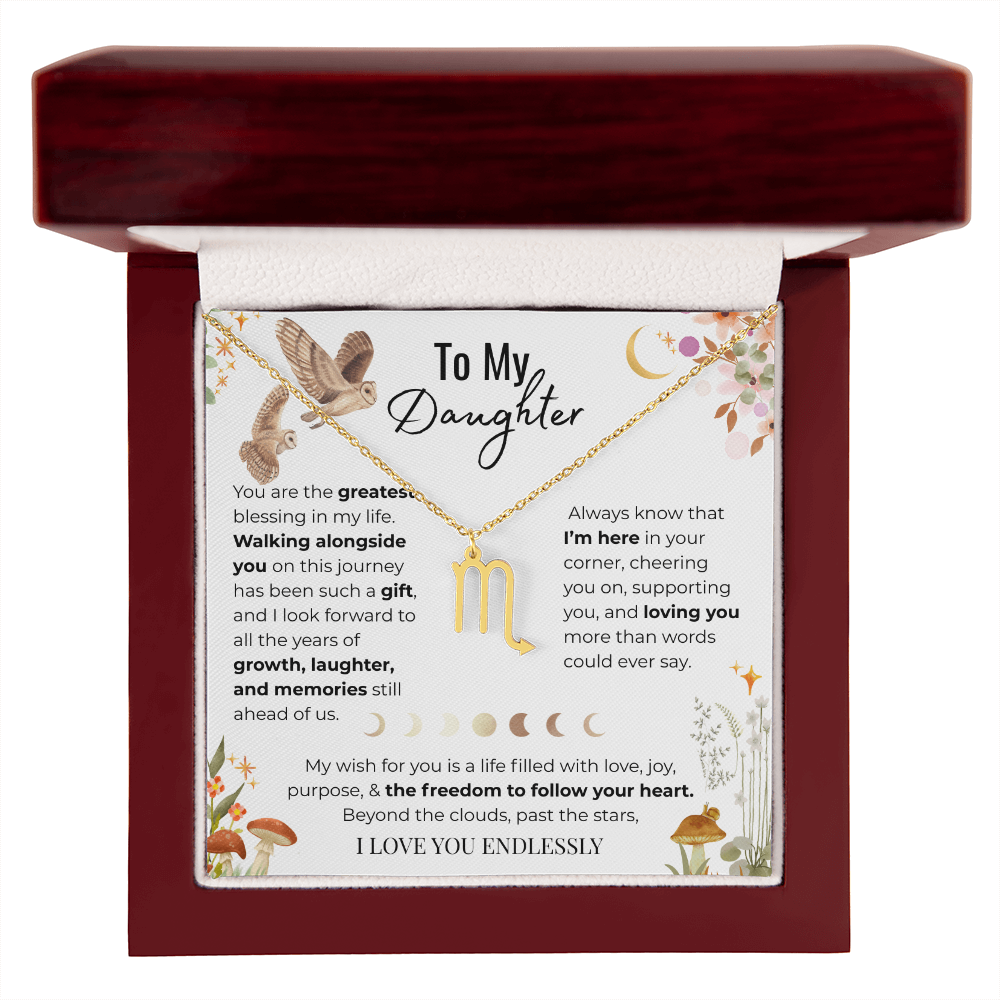 To My Daughter Zodiac Necklace - Owl Magic
