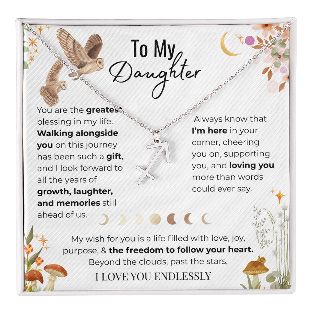 To My Daughter Zodiac Necklace - Owl Magic