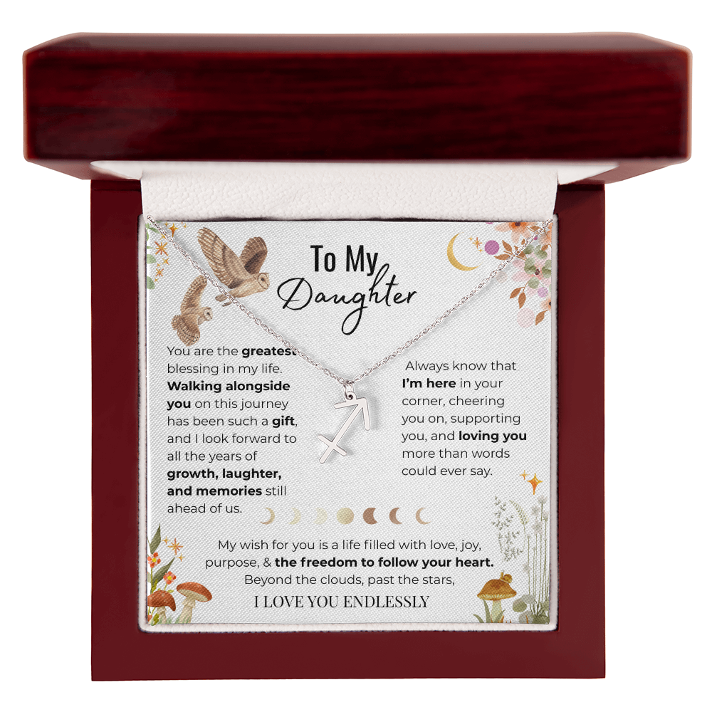 To My Daughter Zodiac Necklace - Owl Magic