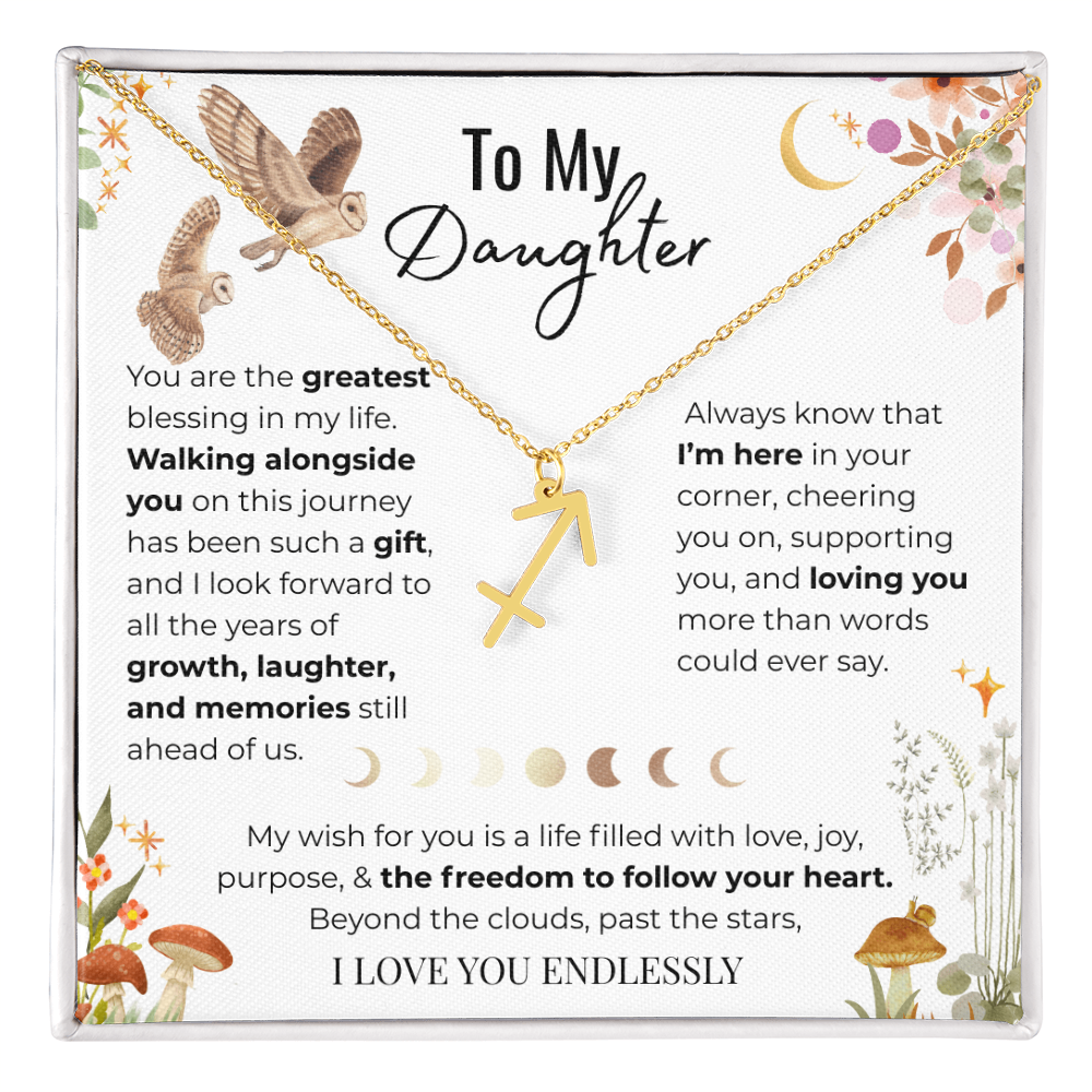 To My Daughter Zodiac Necklace - Owl Magic