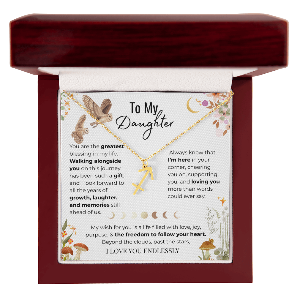 To My Daughter Zodiac Necklace - Owl Magic