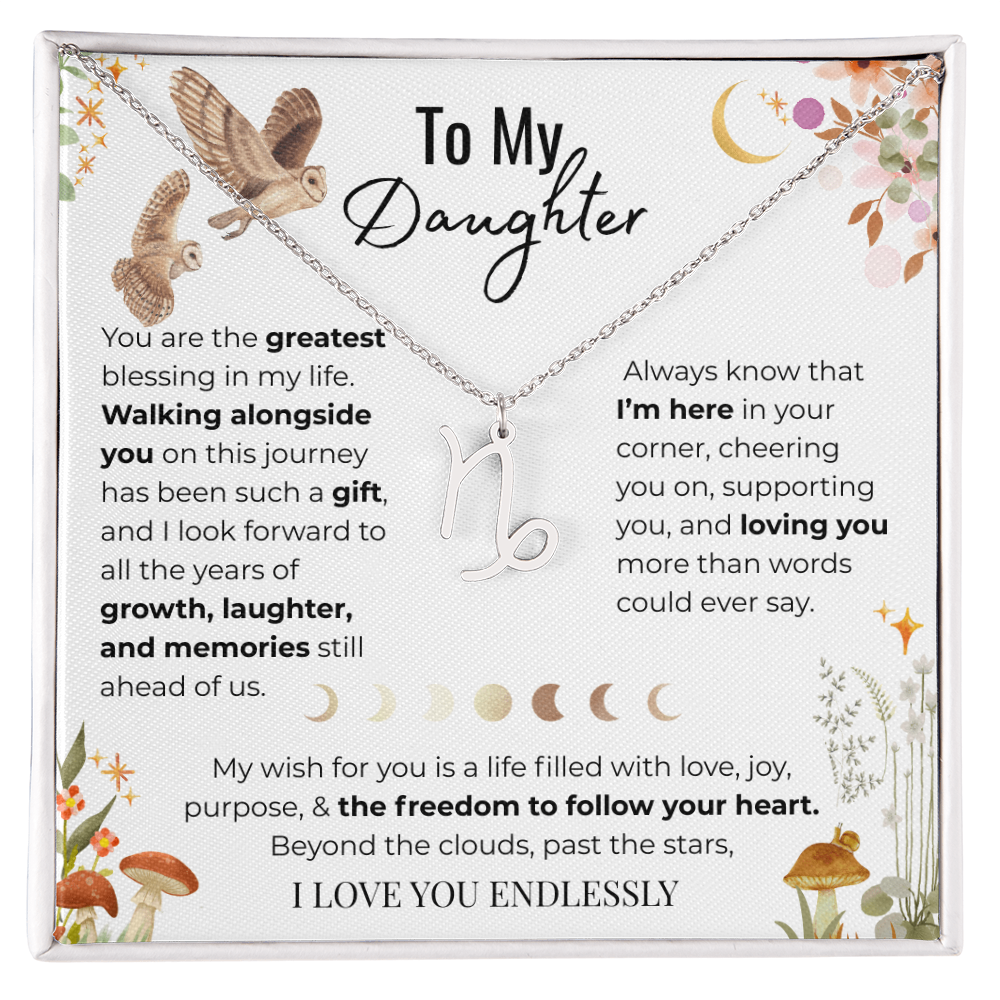 To My Daughter Zodiac Necklace - Owl Magic