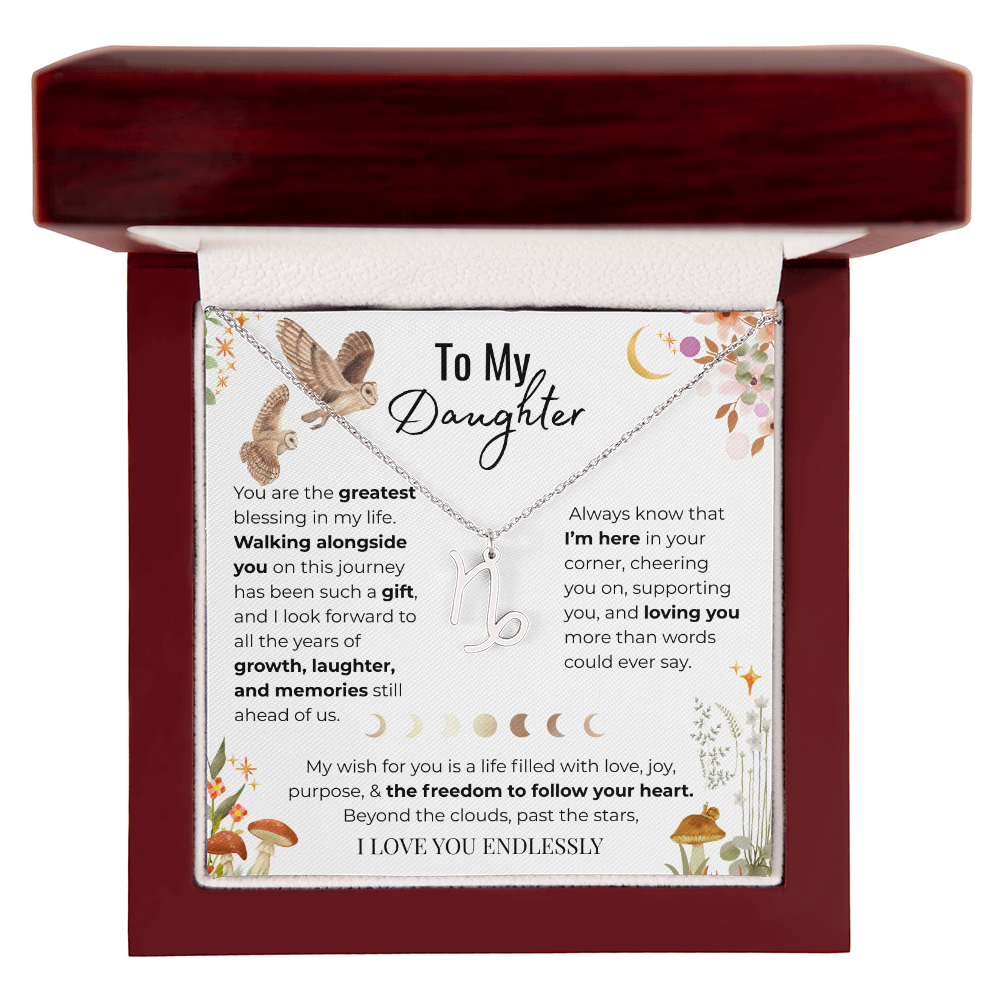 To My Daughter Zodiac Necklace - Owl Magic