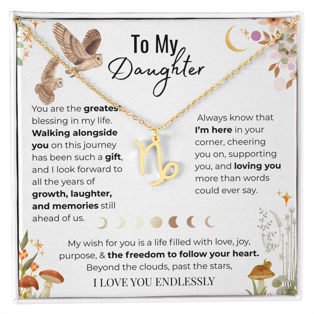 To My Daughter Zodiac Necklace - Owl Magic