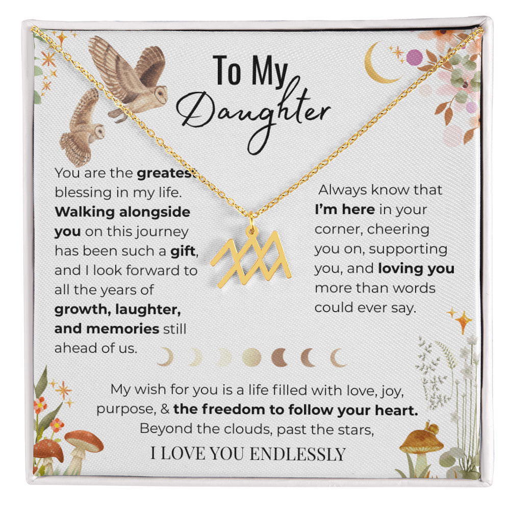 To My Daughter Zodiac Necklace - Owl Magic