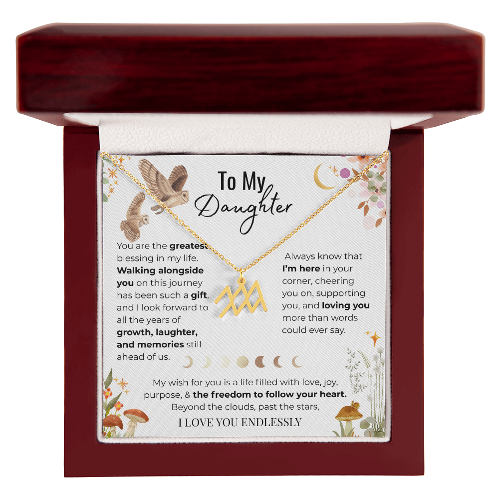 To My Daughter Zodiac Necklace - Owl Magic