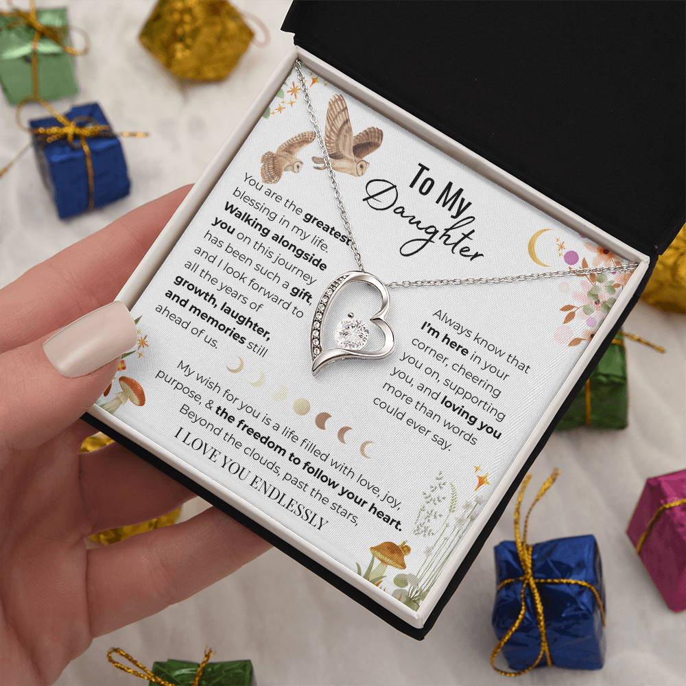 To My Daughter Heart Necklace - Owl Magic