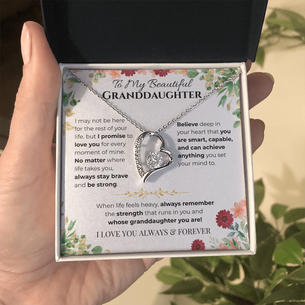 To My Granddaughter Heart Necklace - Vines & Daises