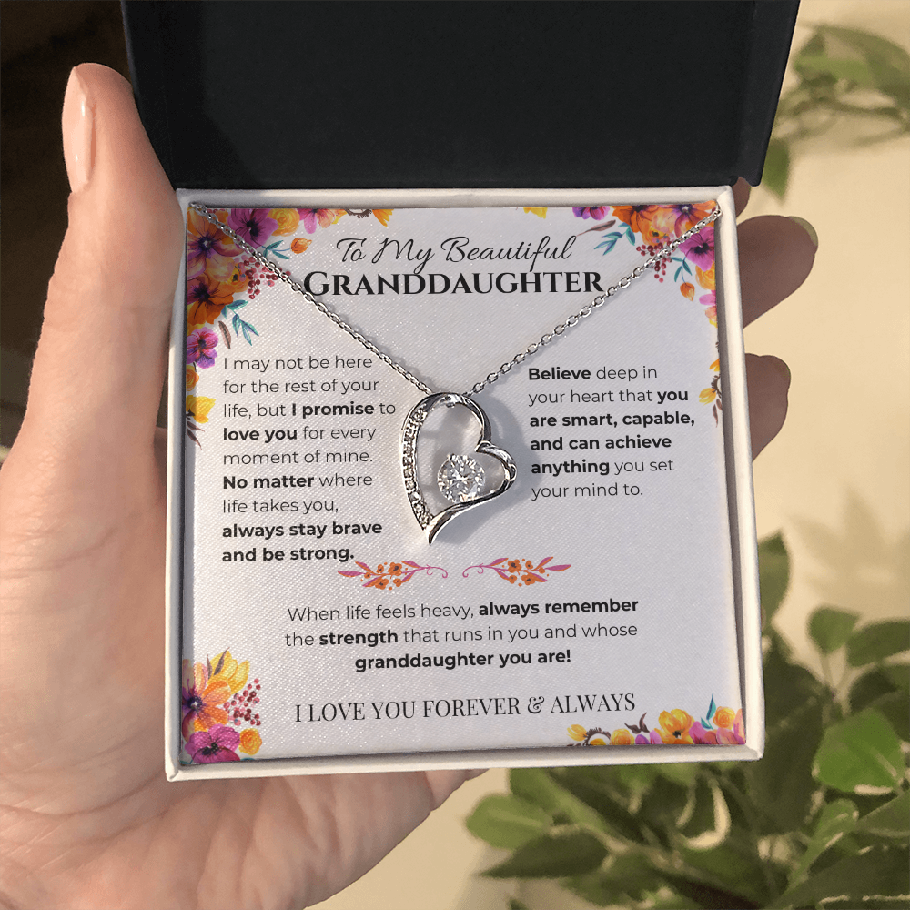 To My Granddaughter Heart Necklace- Bouquet