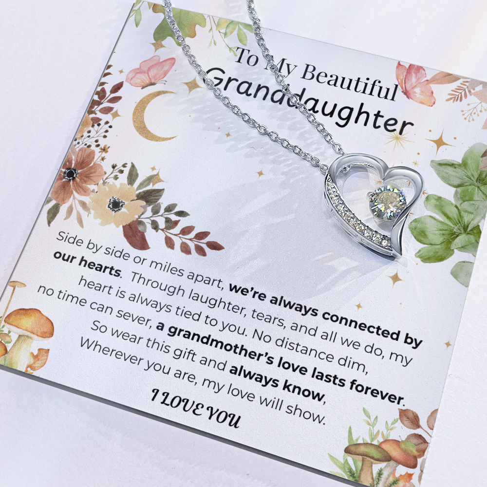 To My Granddaughter Heart Necklace Floral