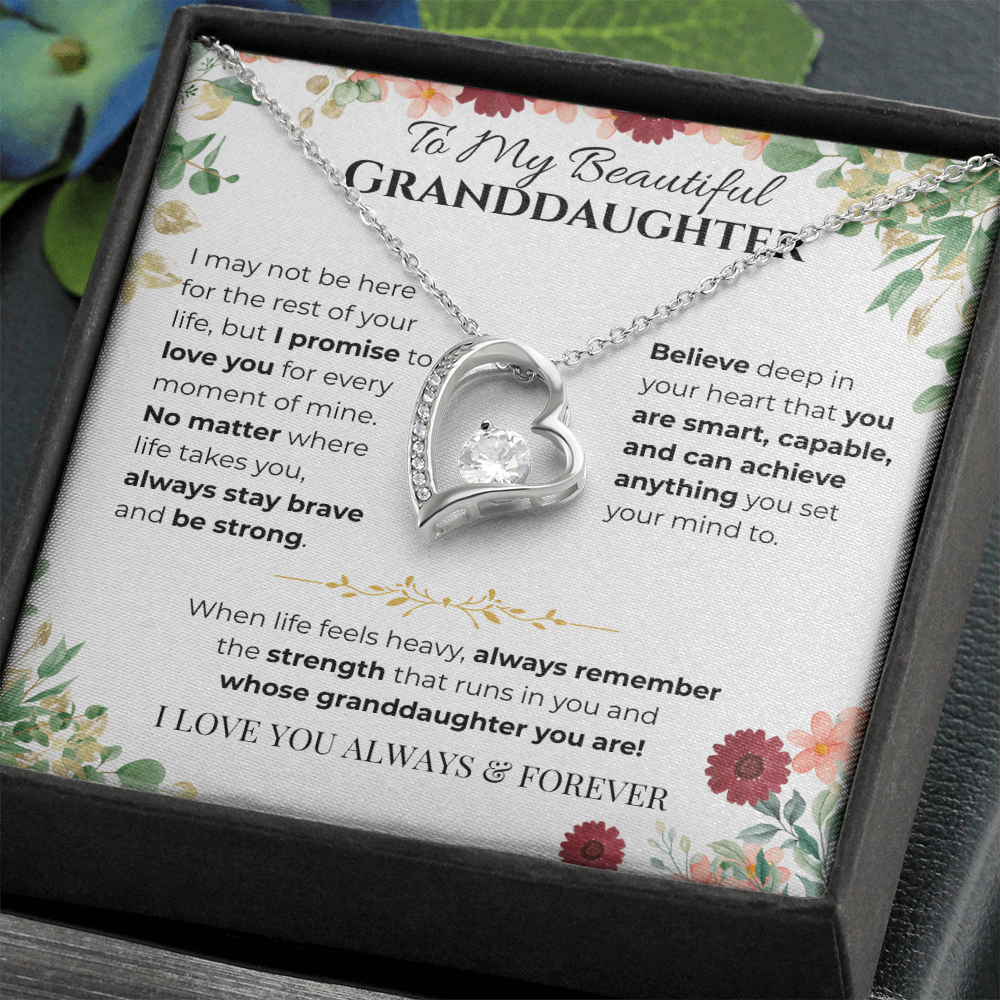 To My Granddaughter Heart Necklace - Vines & Daises