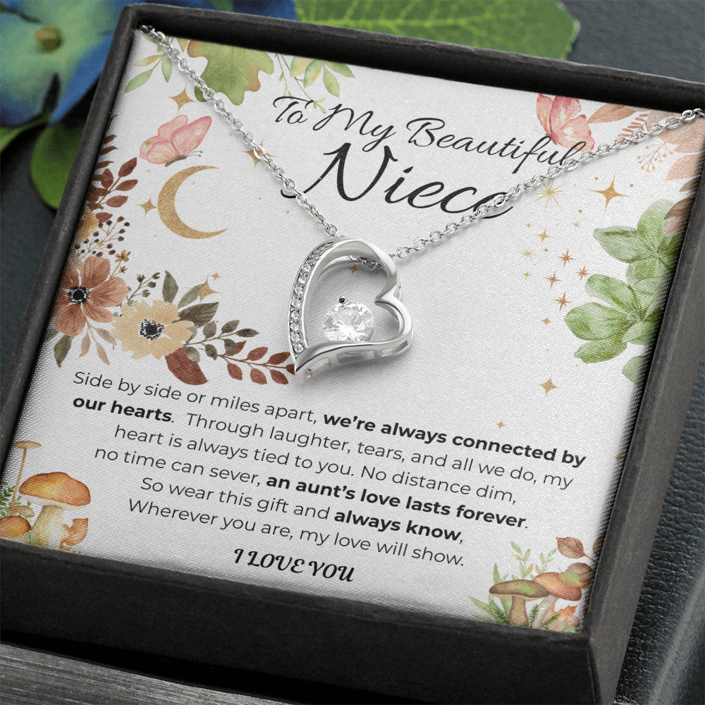 To My Niece Heart Necklace- Floral